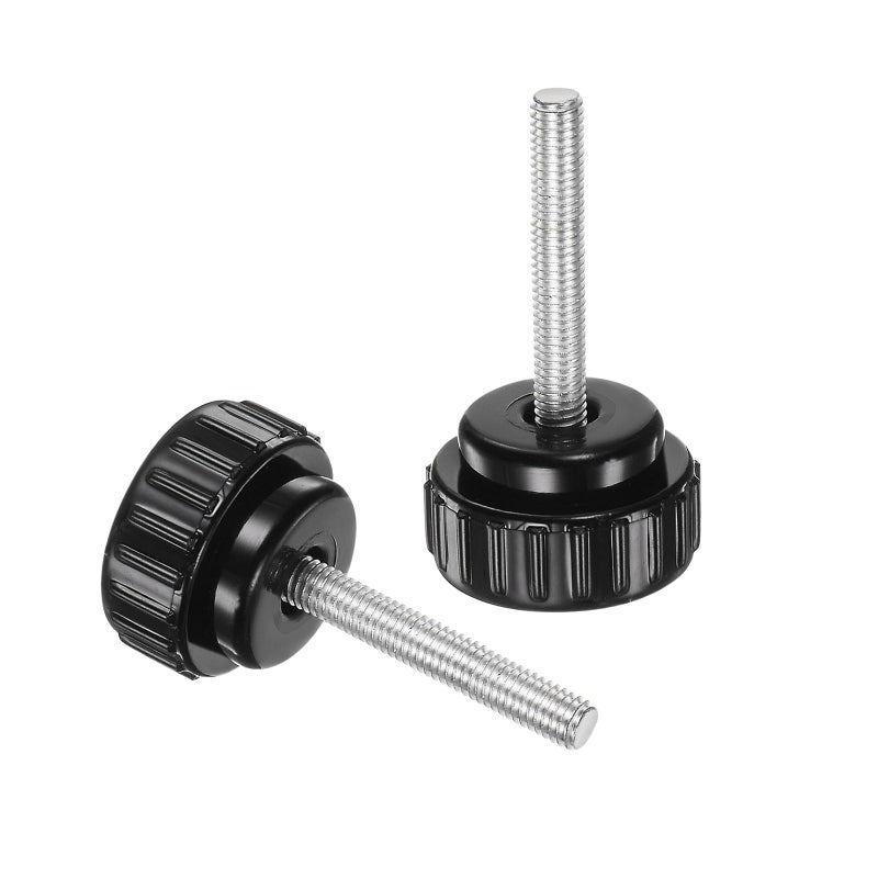 uxcell 8pcs Knurled Clamping Knobs M5 x 30mm Metric Zinc Plated Carbon Steel Male Thread Thumb Screw on Type 25mm Plastic Round Head Threaded Hand Bolt Stud Knobs Black - Image 3